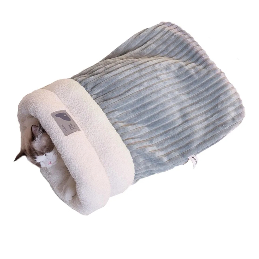 Cat Sleeping Bag Bed, Cat Winter Sleeping Bag Soft Plush Cat Sack Self Warming